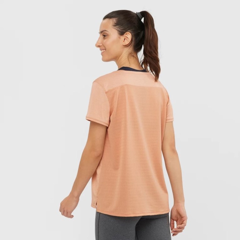 Camiseta Salomon Outline Summer Curta Sleeve Feminino Coral | PT D46713